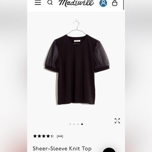 Madewell Sheer Sleeve Knit Top - black - size XL